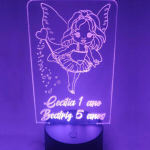 luminaria princesa fadinha rgb 16 cores personalizada ocm nome